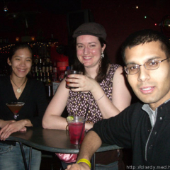  Carolyn, Meg, and Vishal enjoy a final free cocktail 